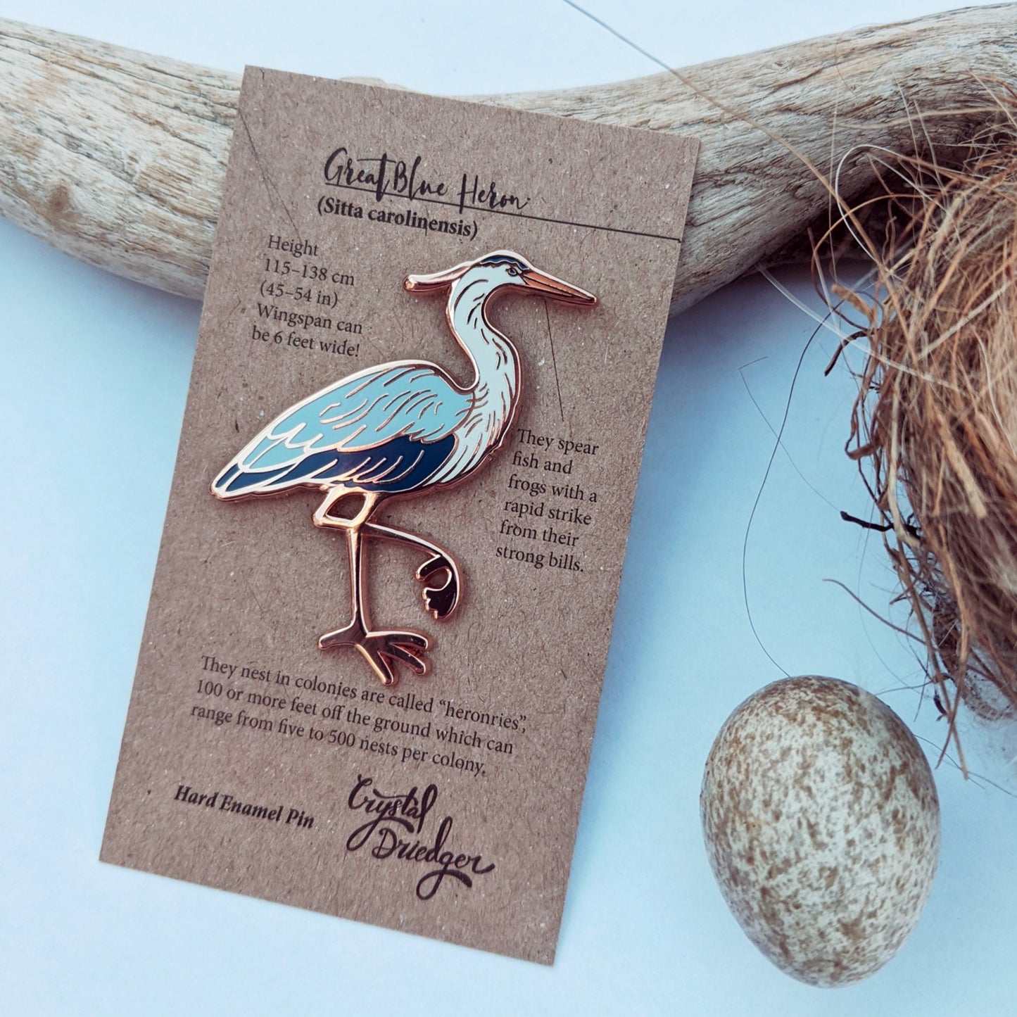 Great Blue Heron hard enamel pin