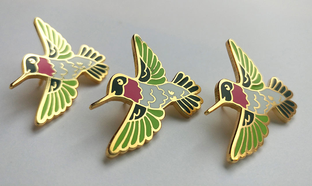Ruby Throated Hummingbird Hard Enamel Pin