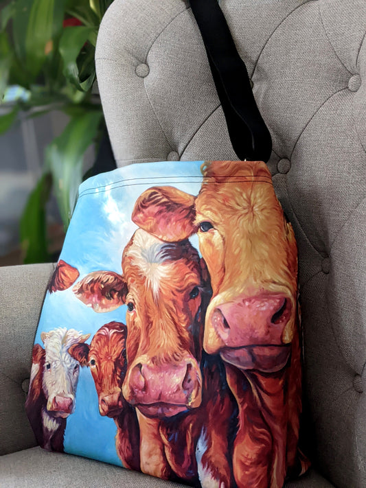Fantastic Five Cows Cross-body Soft Tote Bag