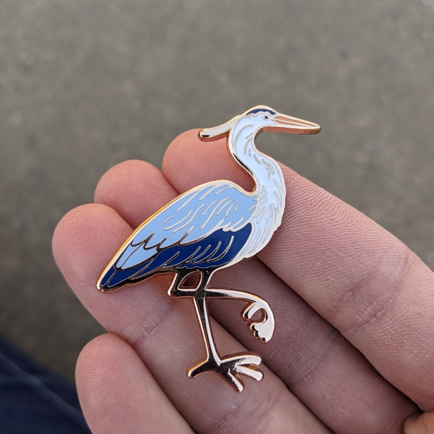 Great Blue Heron hard enamel pin