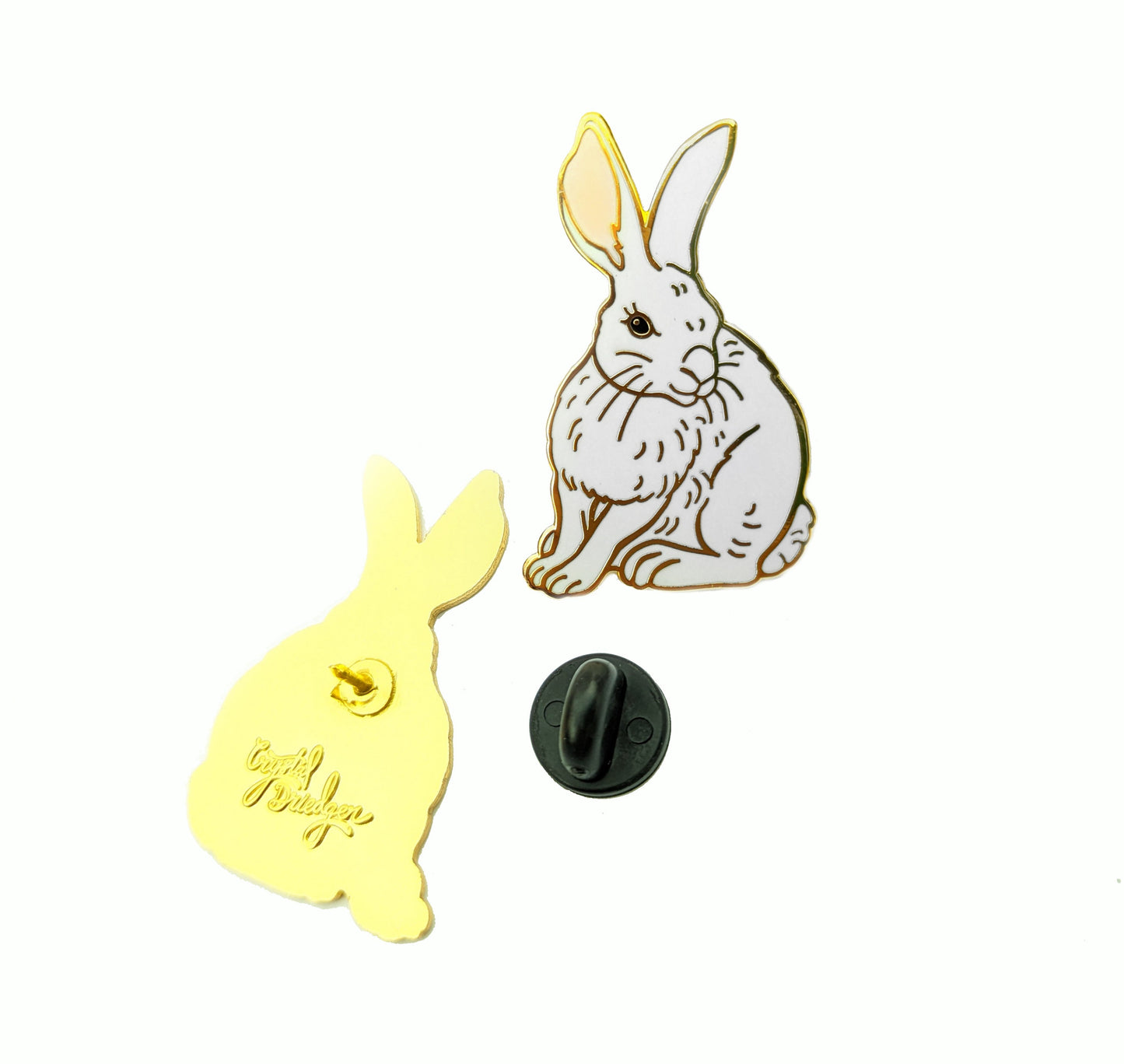 Bunny Rabbit (Snowshoe Hare) Hard Enamel Pin in White