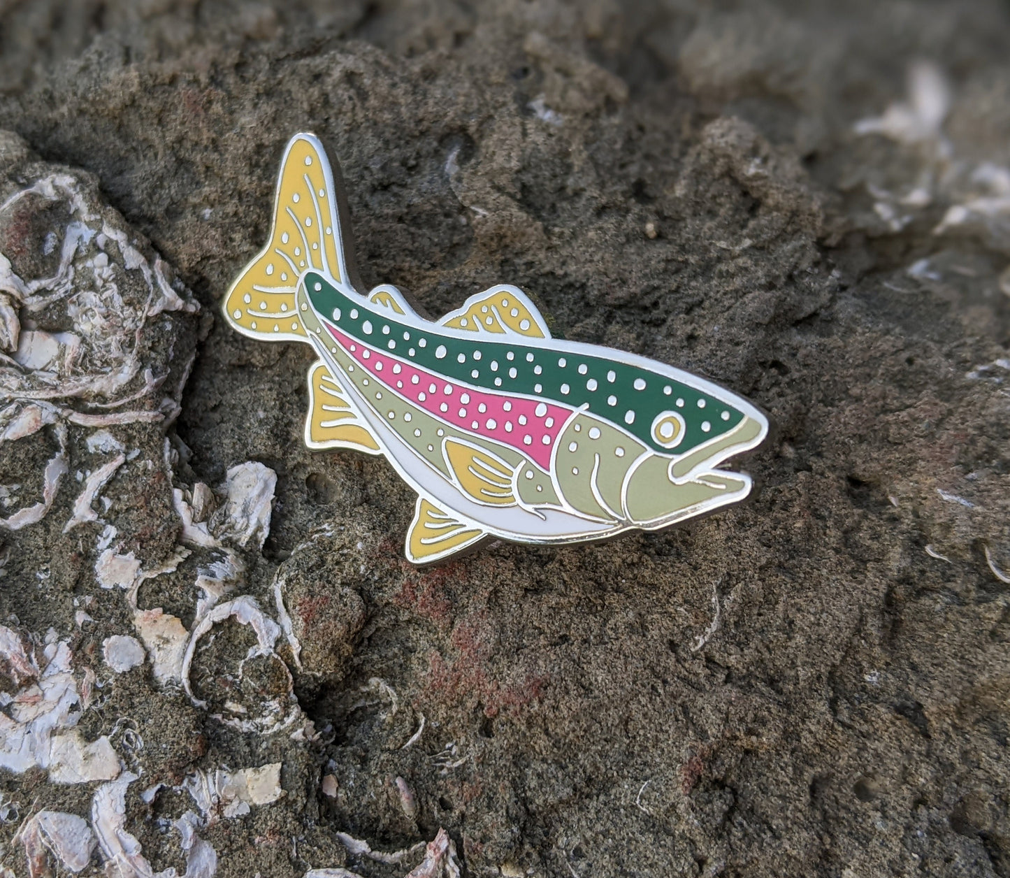 Rainbow Trout hard enamel pin