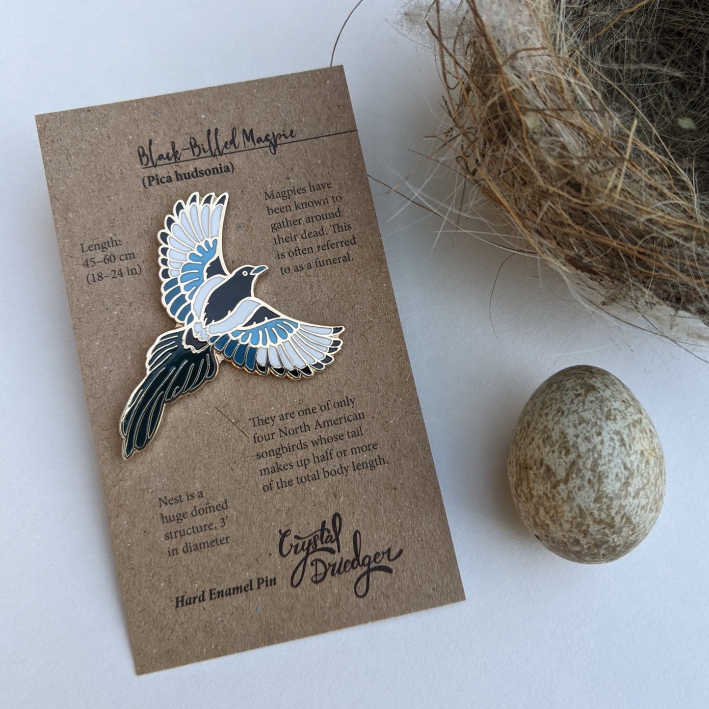 Magpie hard enamel pin