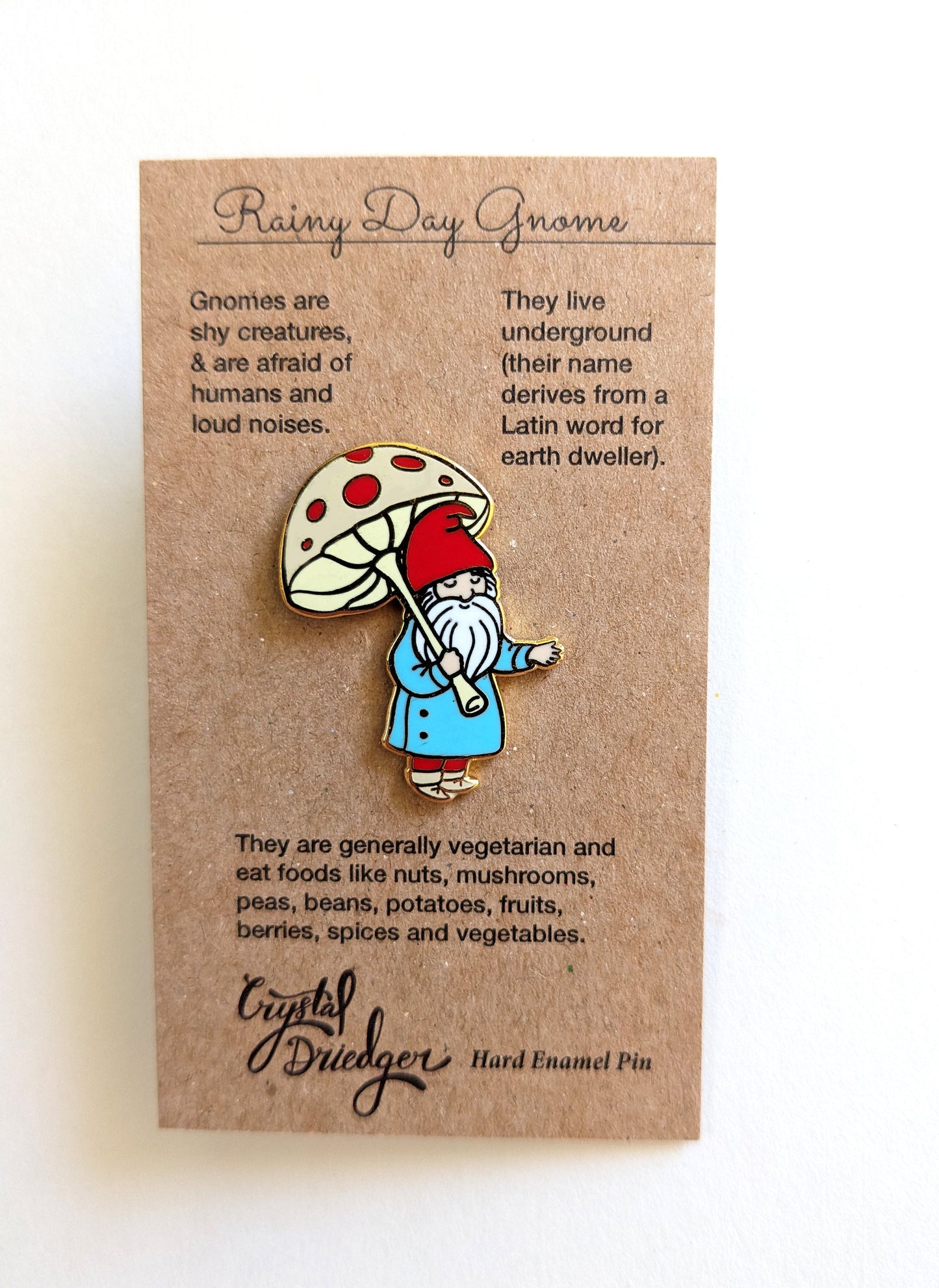 Rainy Day Gnome Cloisonne (hard enamel) Pin