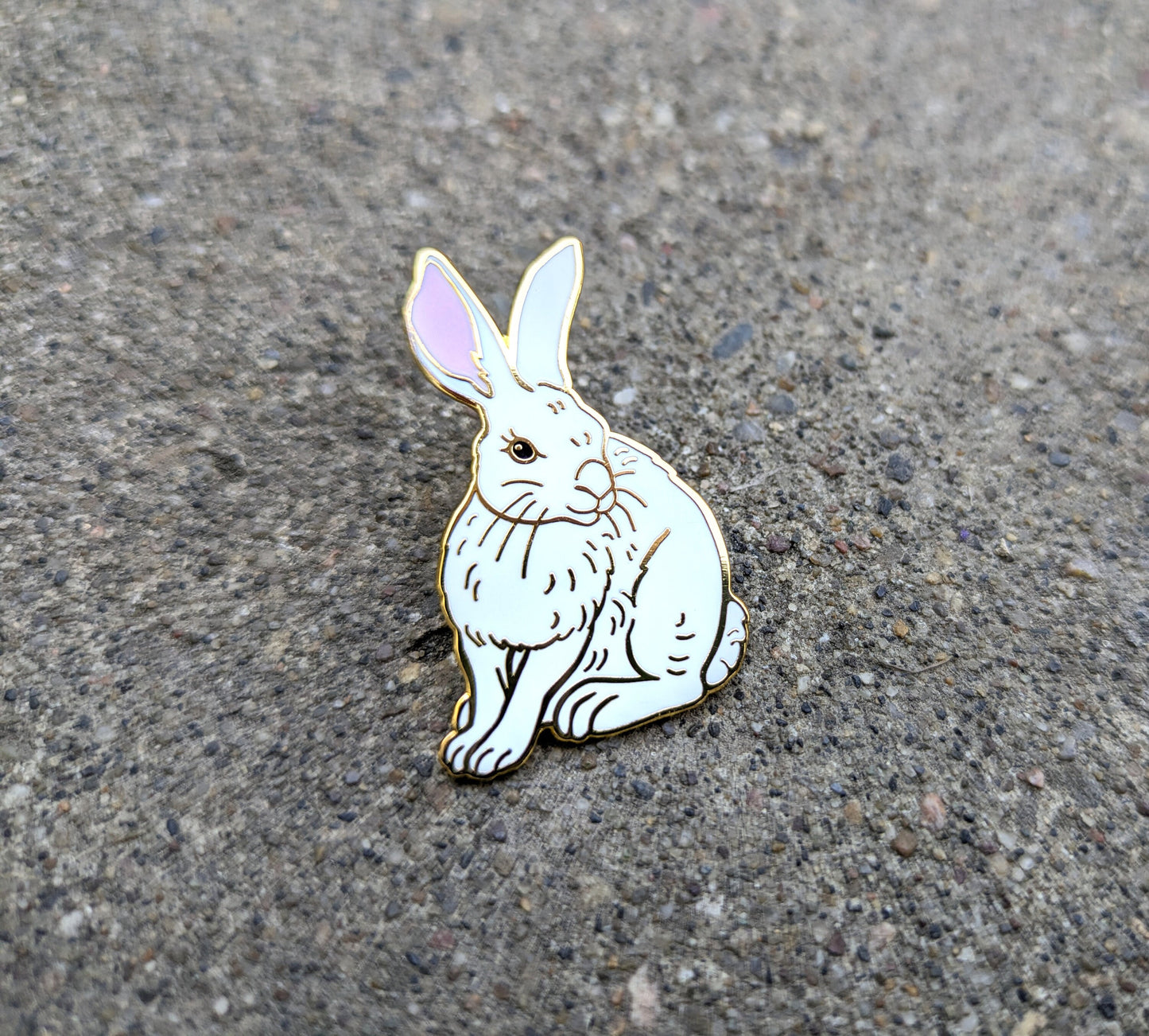 Bunny Rabbit (Snowshoe Hare) Hard Enamel Pin in White