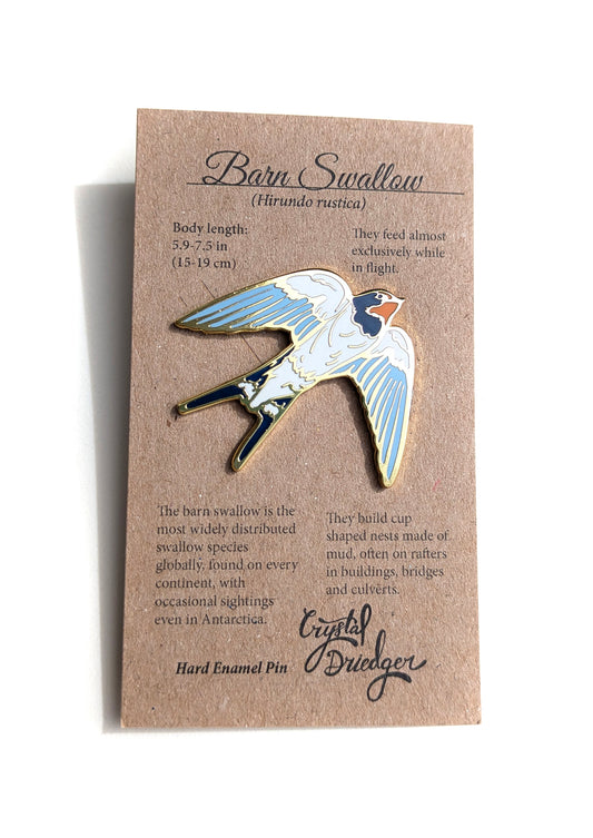Barn Swallow White Chest- hard enamel Pin in Gold