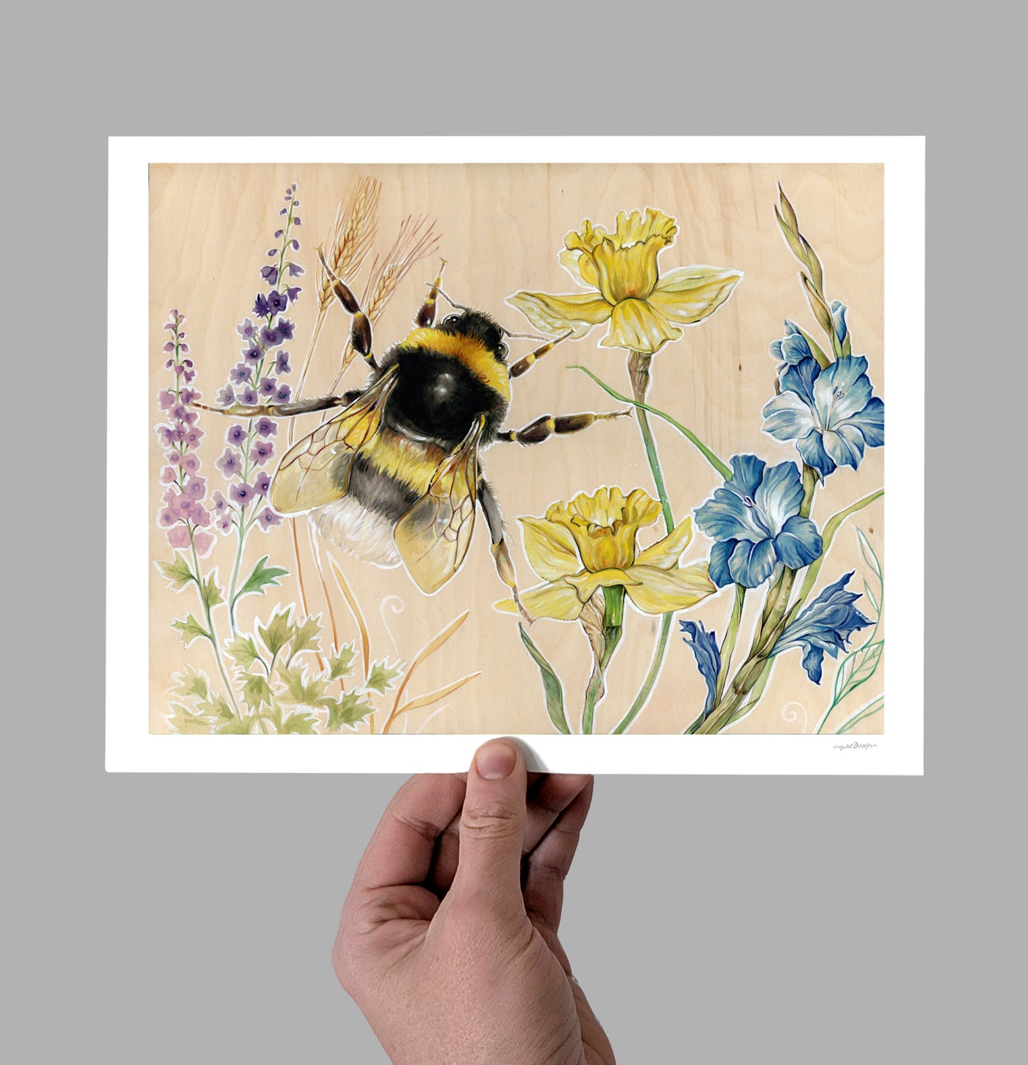 Bee & Florals Giclee Print
