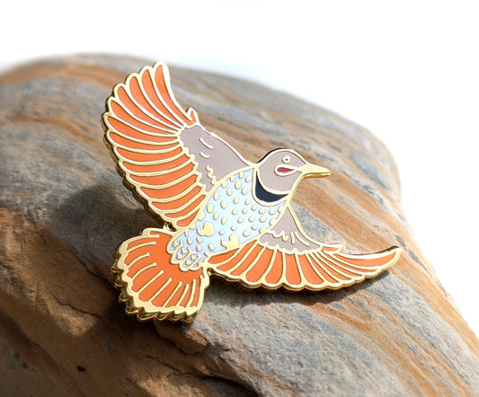 Northern Flicker Red- hard enamel Pin in Gold