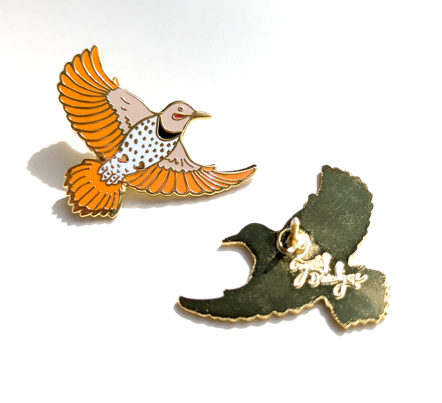 Northern Flicker Red- hard enamel Pin in Gold