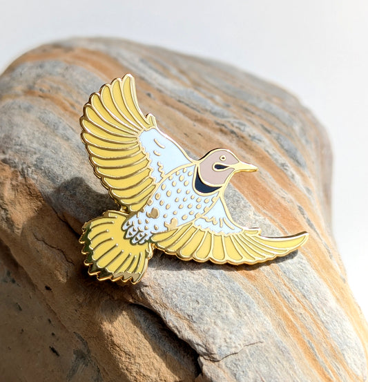 Northern Flicker Yellow- hard enamel Pin in Gold
