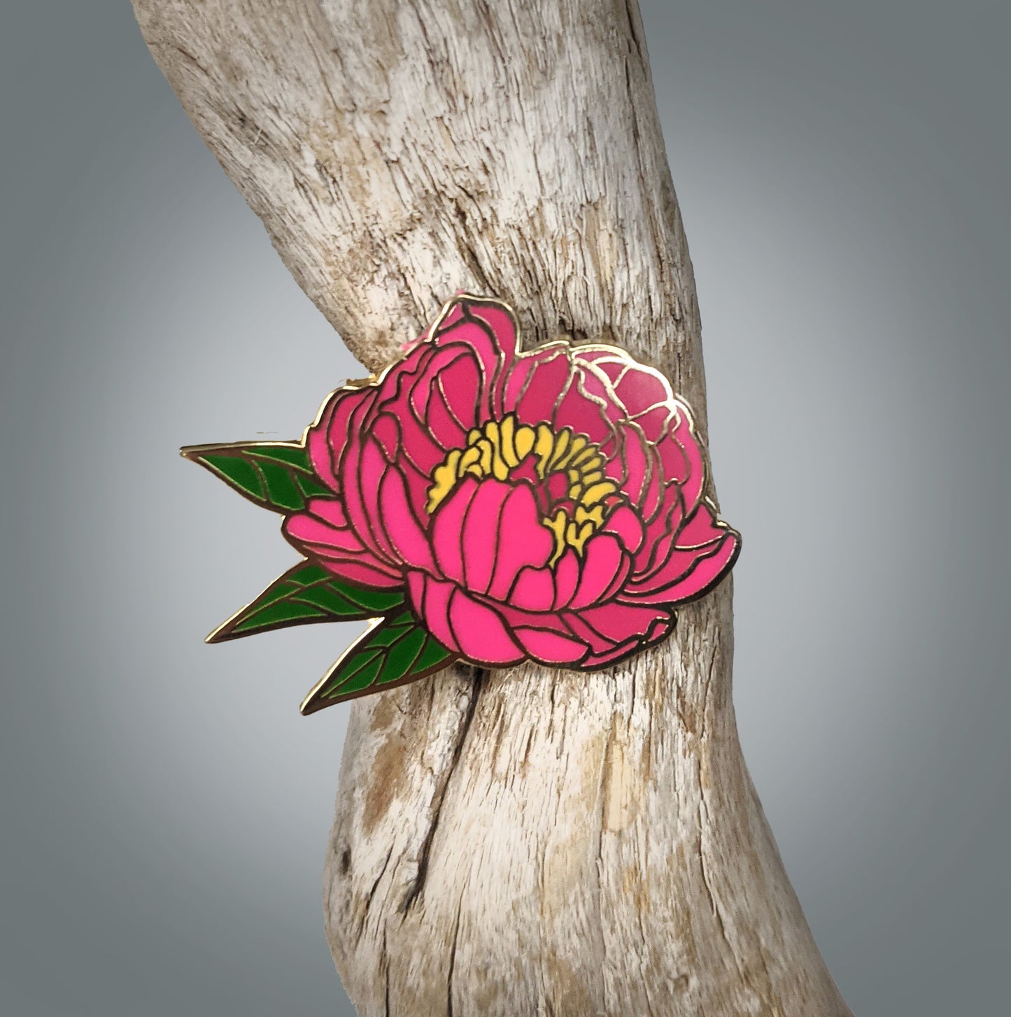 Peony (3 color variations) - hard enamel Pin in Gold