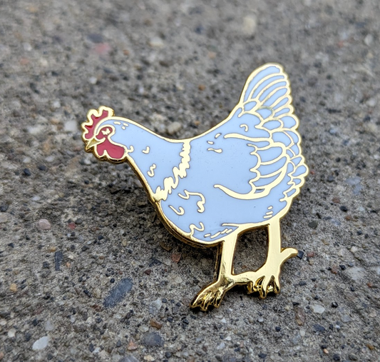 Rooster & Chicken Pair- 2 hard enamel Pins in Gold