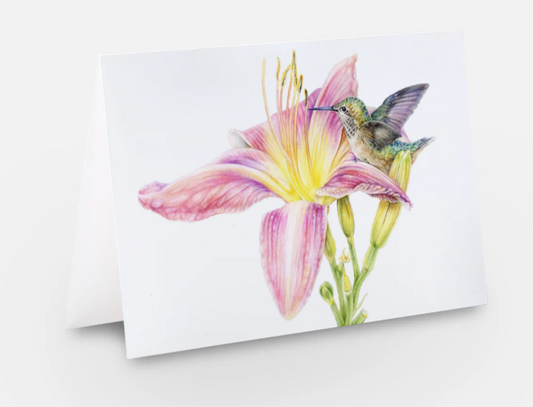 Enjoy The Day - Hummingbird & Daylilly Art Card