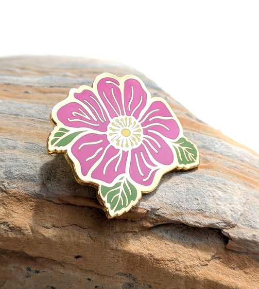 Wild Rose hard enamel Pin in Gold