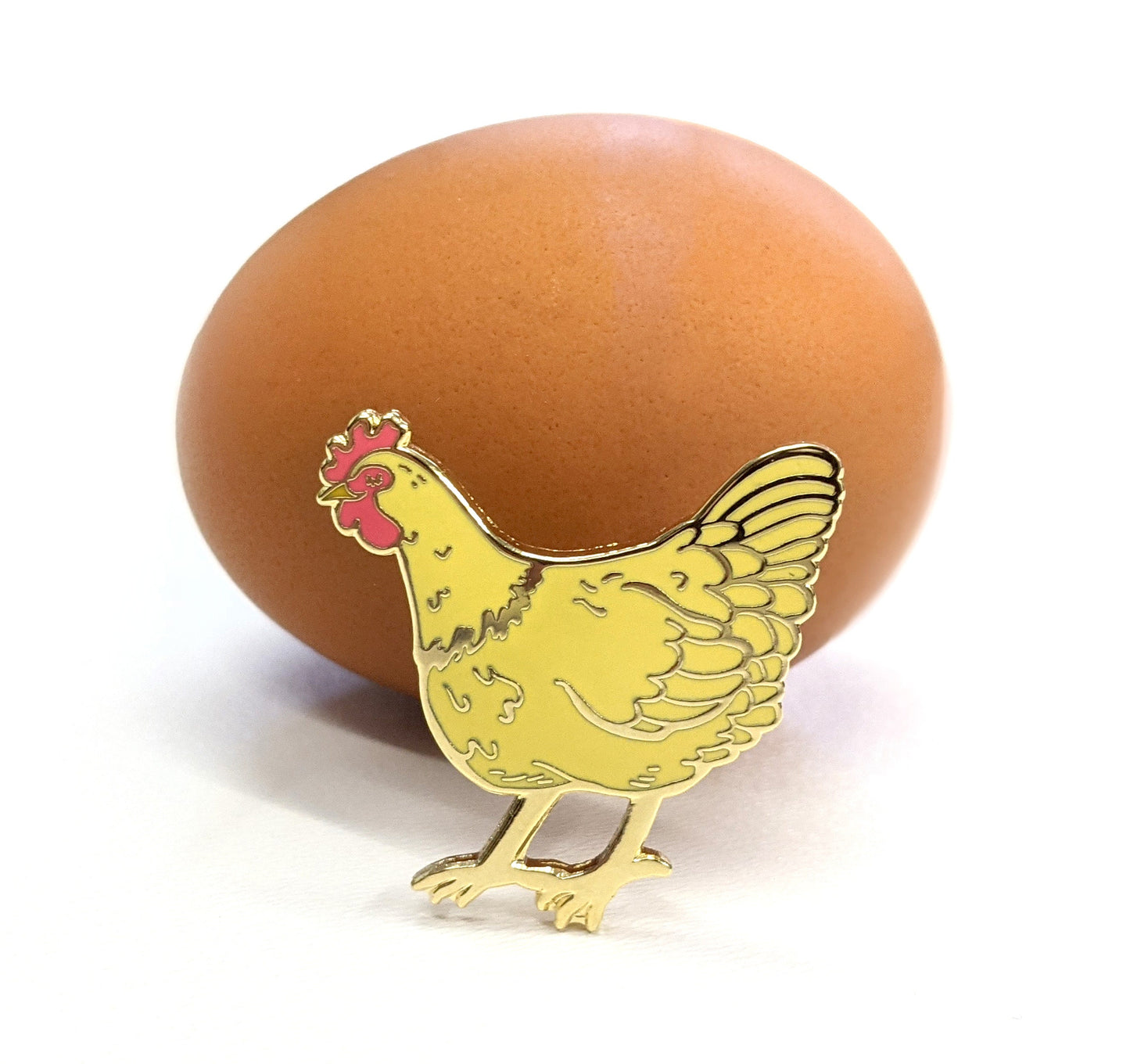 Rooster & Chicken Pair- 2 hard enamel Pins in Gold