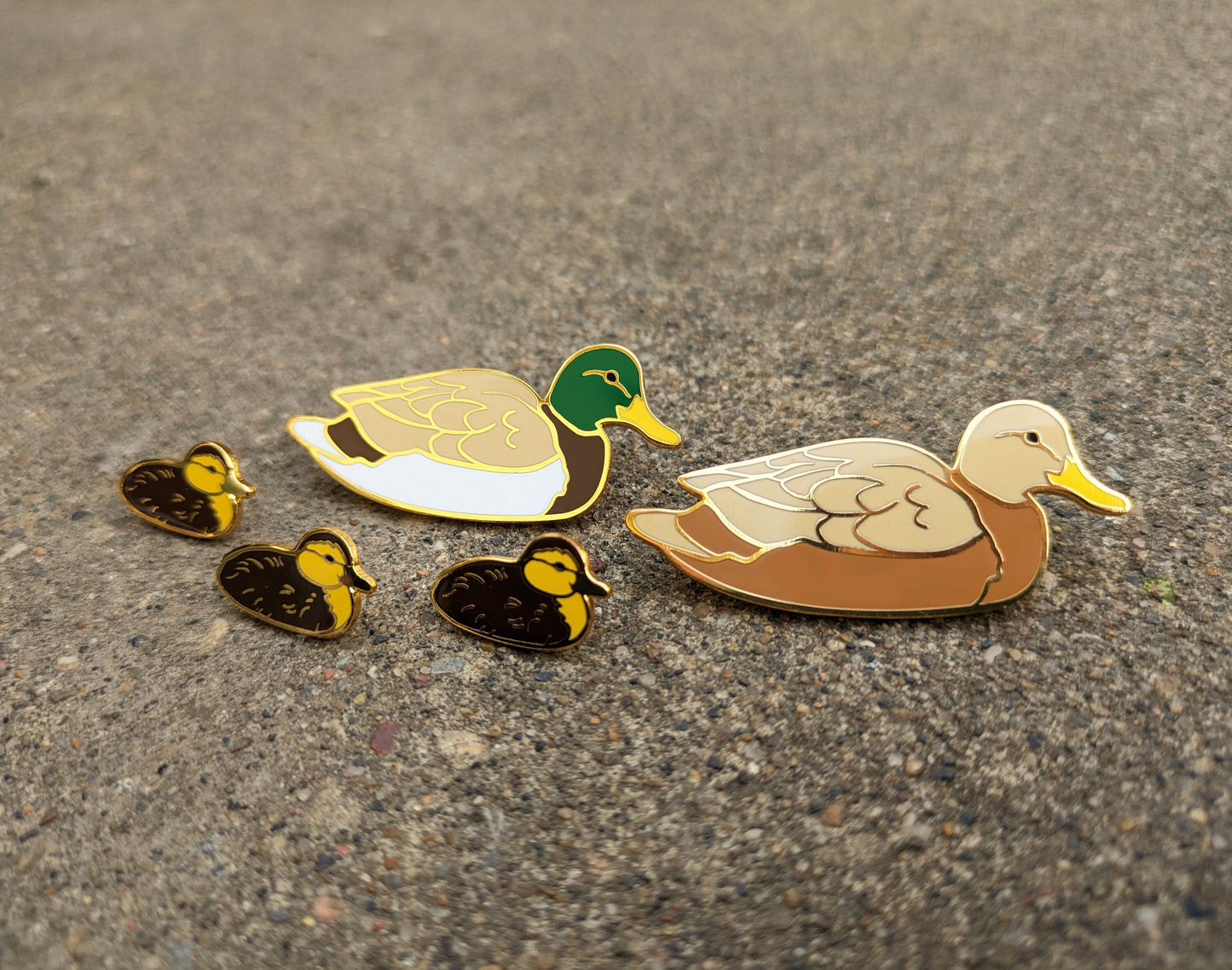 Mallard Family Set - hard enamel Pin in Gold