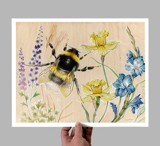Bee & Florals Giclee Print