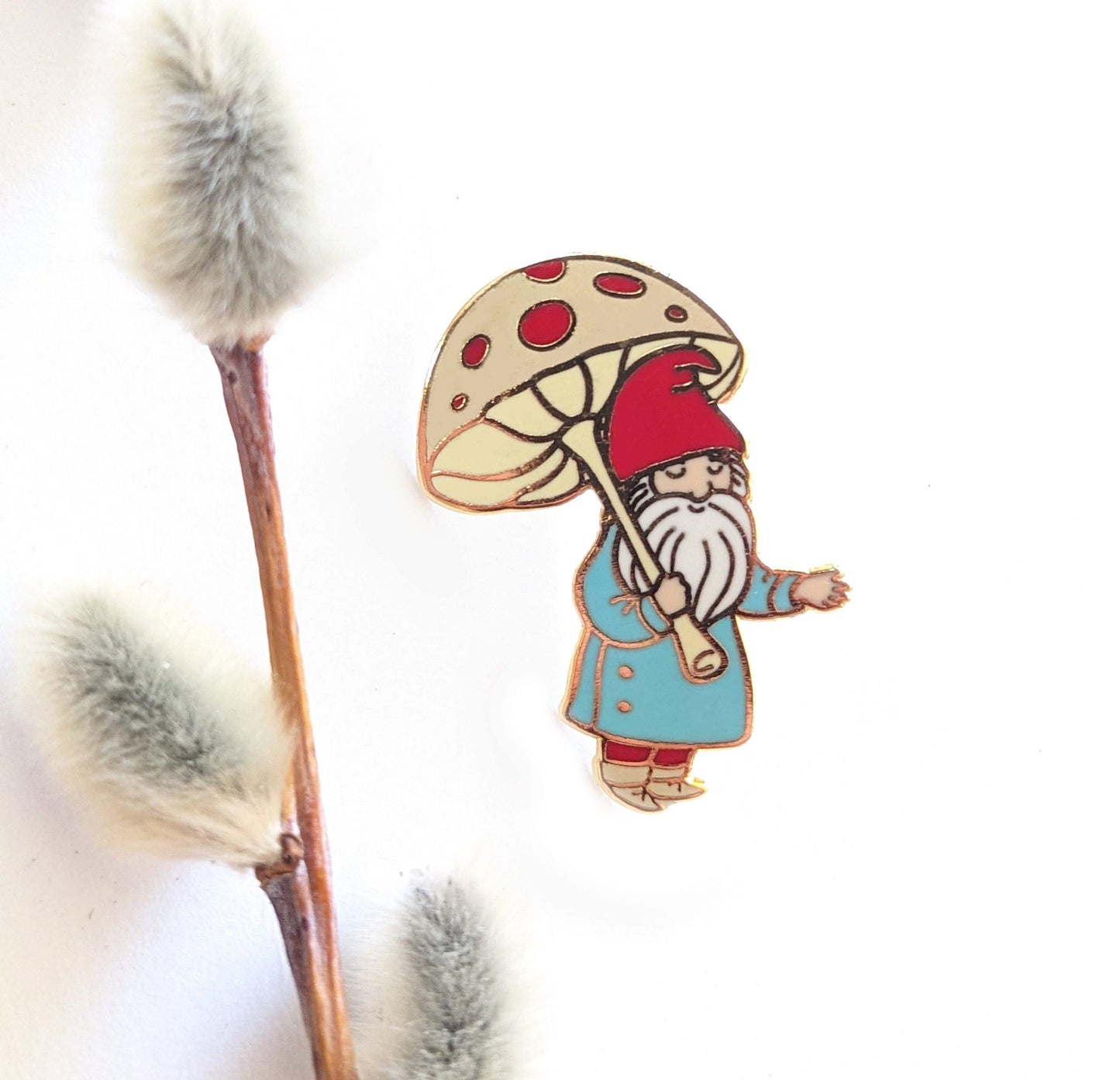 Rainy Day Gnome Cloisonne (hard enamel) Pin