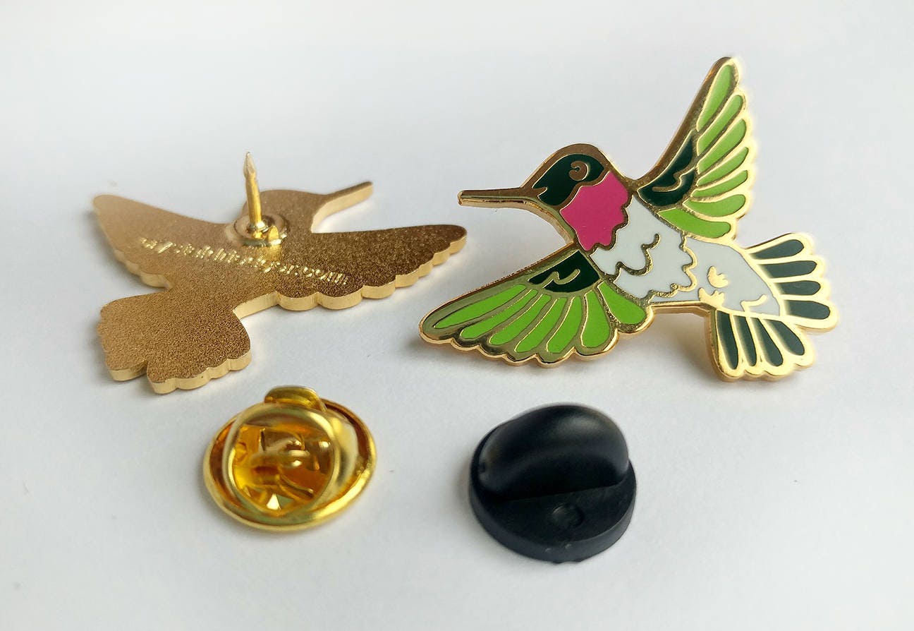 Ruby Throated Hummingbird Hard Enamel Pin