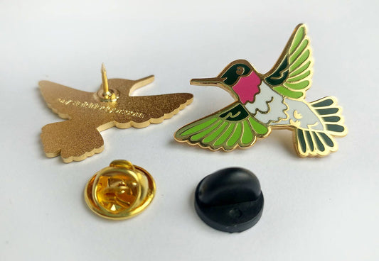 Ruby Throated Hummingbird Hard Enamel Pin