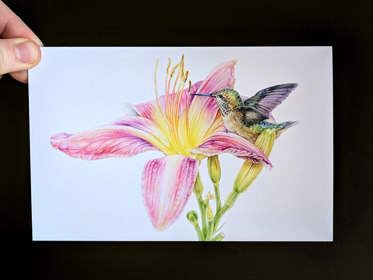 Enjoy The Day - Hummingbird & Daylilly Art Card
