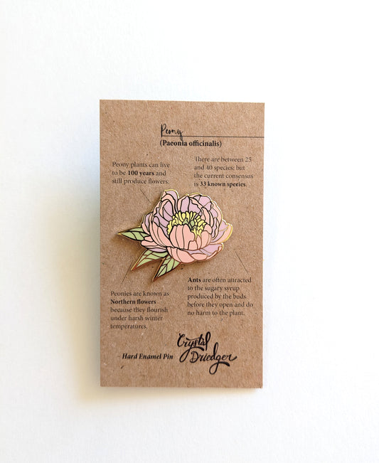 Peony (3 color variations) - hard enamel Pin in Gold