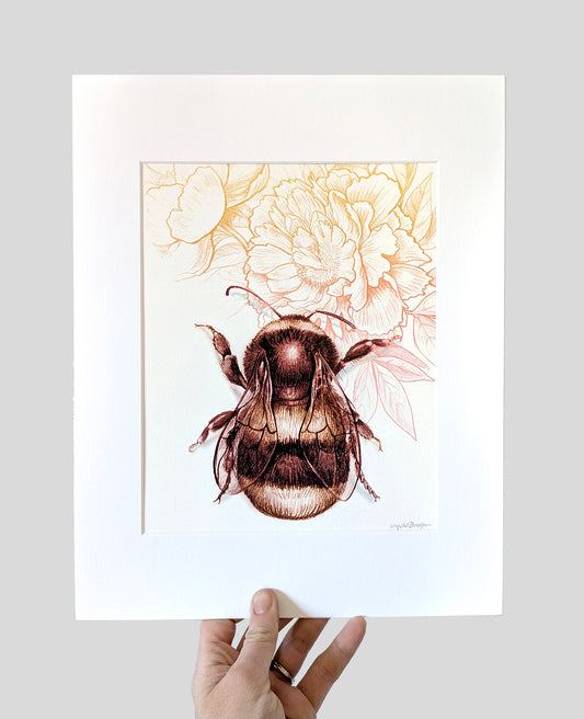 Bee & Peonies Giclee Print