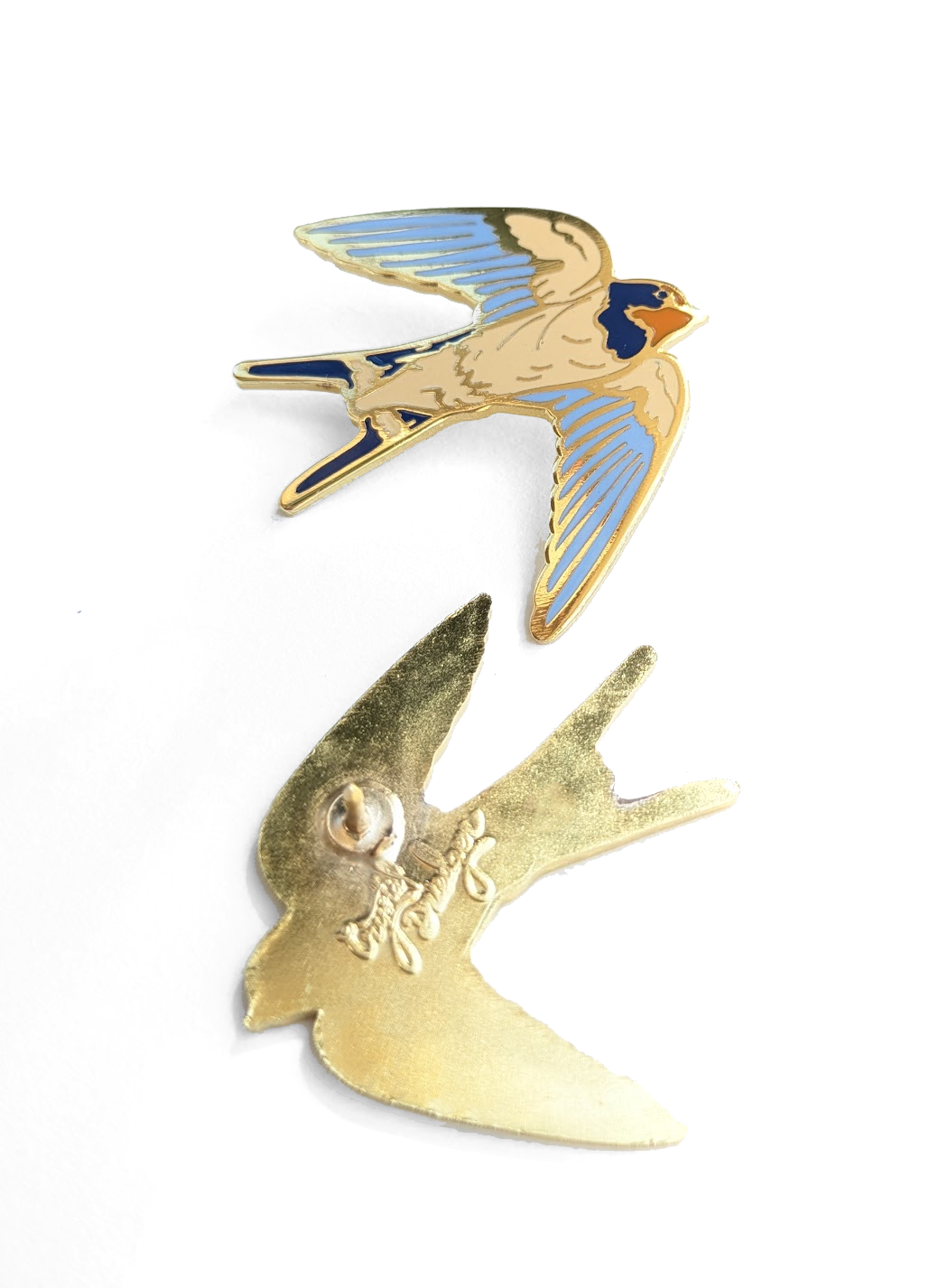 Barn Swallow White Chest- hard enamel Pin in Gold